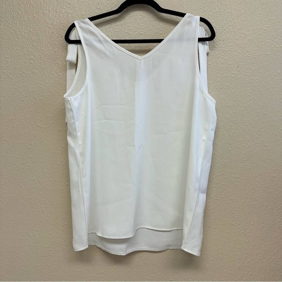 BLENCOT V Neck Bow Tie Strap Sleeveless Blouse White Size XL - Picture 5 of 6